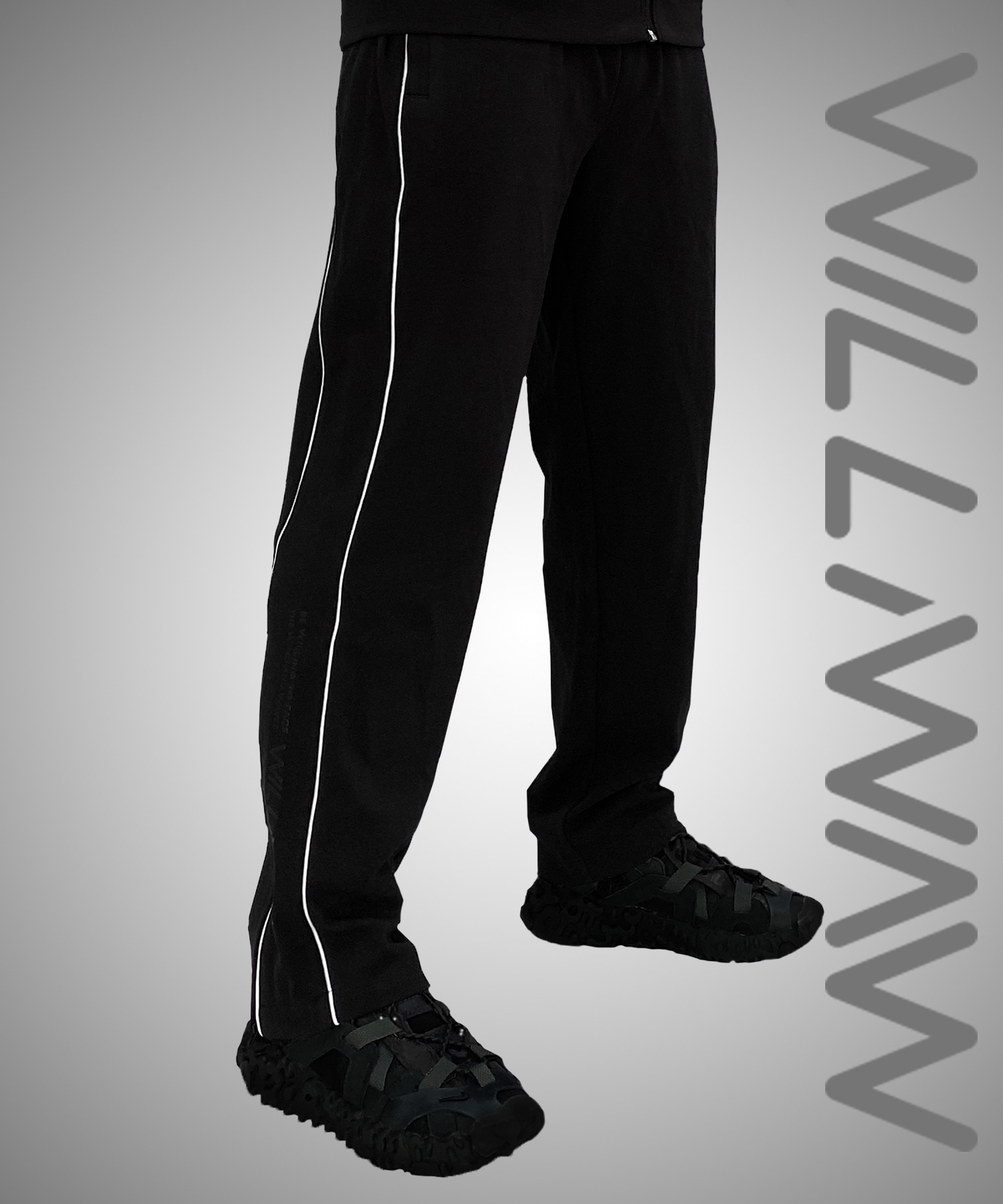 WILLIWAW PIPING POINT TRACK PANTS _ BLACK